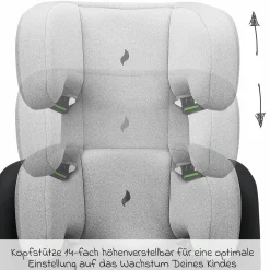 Kindersitz Musca Isofix i-Size ab 3 Jahre - 12 Jahre (100 cm - 150 cm) mit Isofix - Grey Melange - Kollektion 2025