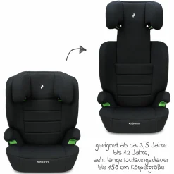 Kindersitz Musca Isofix i-Size ab 3 Jahre - 12 Jahre (100 cm - 150 cm) mit Isofix - Black - Kollektion 2025