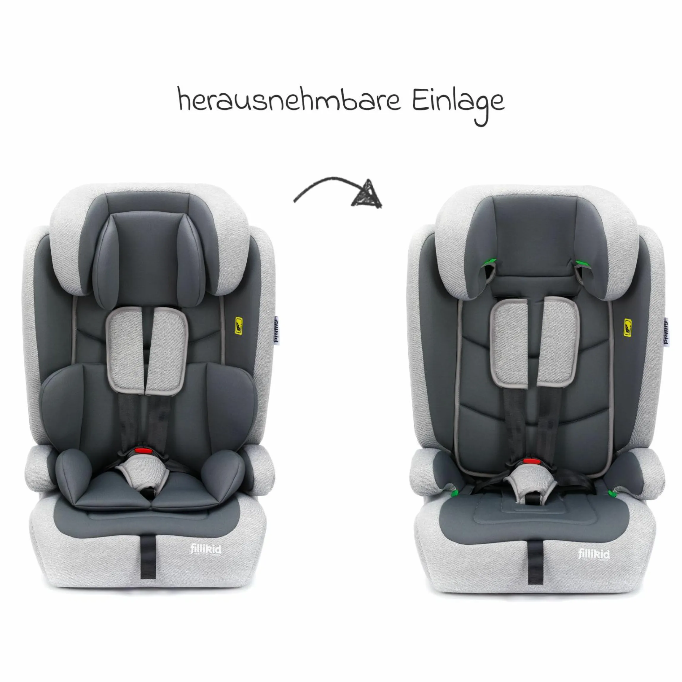 Kindersitz Oli i-Size 9 Monate - 12 Jahre (76 cm - 150 cm) inkl. Autositz-Tasche - Grau