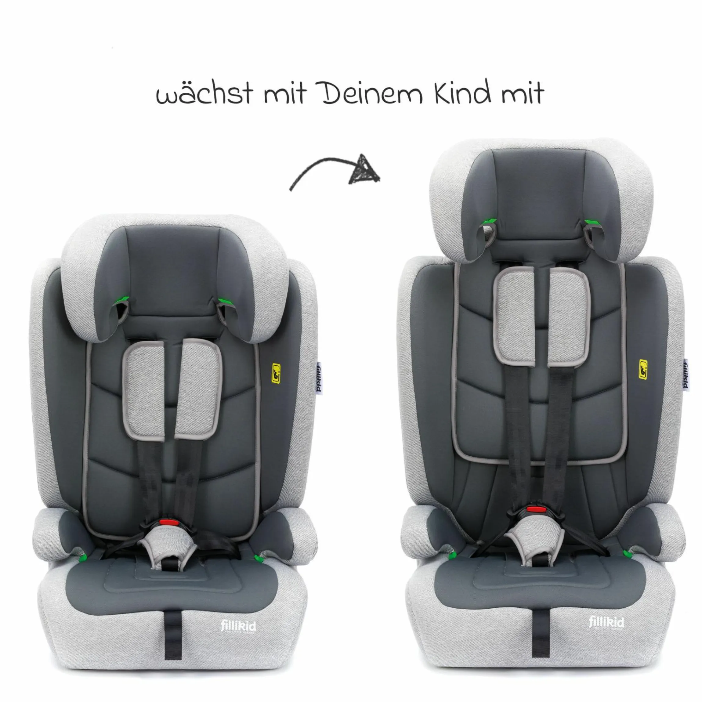 Kindersitz Oli i-Size 9 Monate - 12 Jahre (76 cm - 150 cm) inkl. Autositz-Tasche - Grau