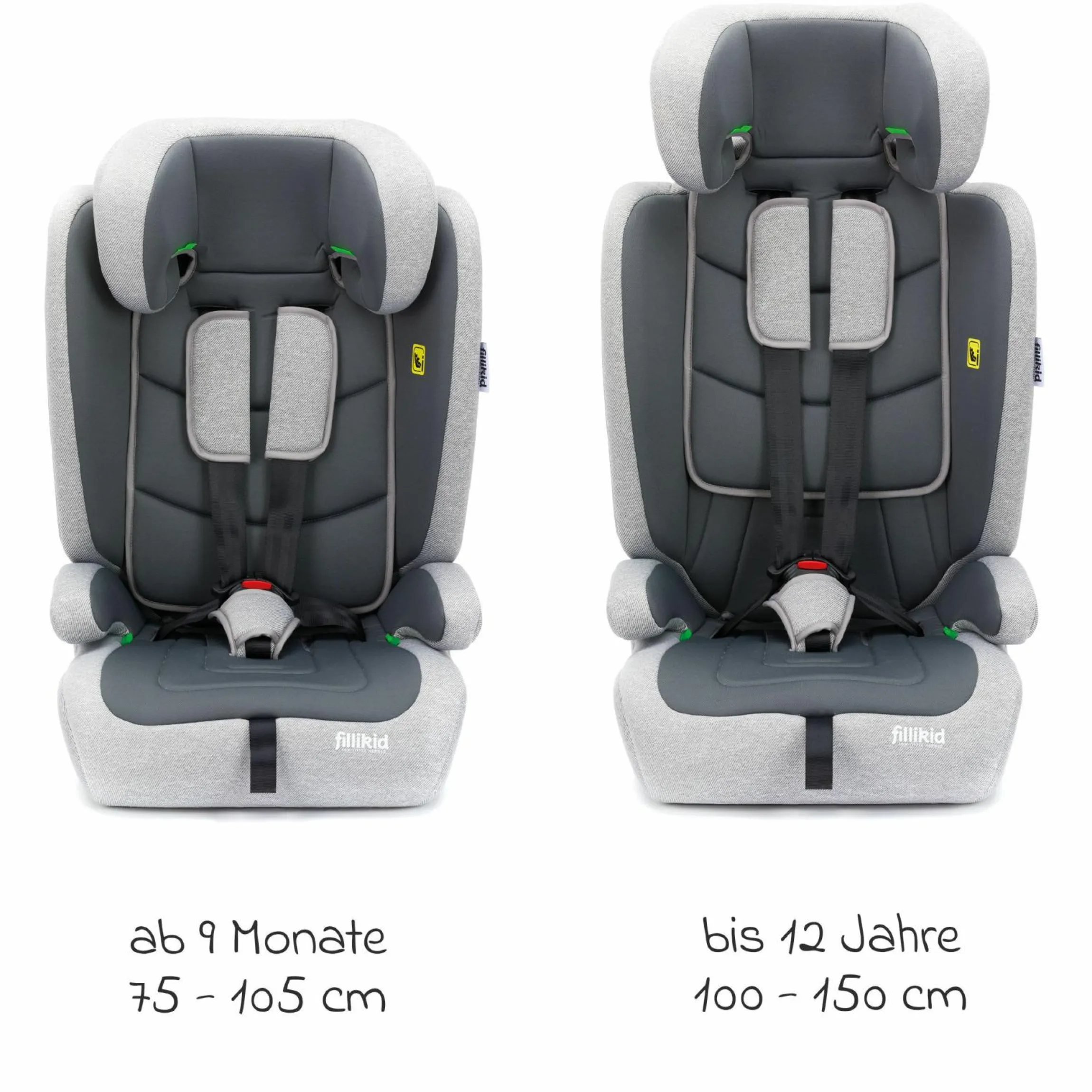 Kindersitz Oli i-Size 9 Monate - 12 Jahre (76 cm - 150 cm) inkl. Autositz-Tasche - Grau