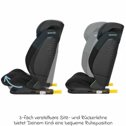 Kindersitz RodiFix S i-Size ab 3,5 Jahre - 12 Jahre (100 cm - 150 cm) (15-36 kg) mit G-Cell Seitenaufprallschutz & Isofix - Tonal Black