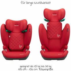 Kindersitz Sora-Fix i-Size ab 3,5 Jahre - 12 Jahre (100 cm - 150 cm) mit Isofix nur 5,5 kg - Maple Red