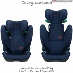Kindersitz Sora-Fix i-Size ab 3,5 Jahre - 12 Jahre (100 cm - 150 cm) mit Isofix nur 5,5 kg - Lila