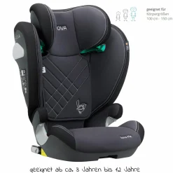Kindersitz Sora-Fix i-Size 100 cm - 150 cm / 3,5 Jahre bis 12 Jahre mit Isofix - Grey & Black - Kollektion 2025
