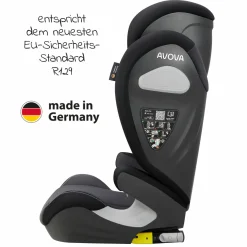 Kindersitz Sora-Fix i-Size 100 cm - 150 cm / 3,5 Jahre bis 12 Jahre mit Isofix - Grey & Black - Kollektion 2025