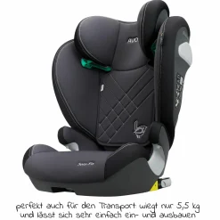 Kindersitz Sora-Fix i-Size 100 cm - 150 cm / 3,5 Jahre bis 12 Jahre mit Isofix - Grey & Black - Kollektion 2025