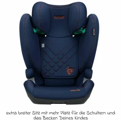 Kindersitz Sora-Fix i-Size ab 3,5 Jahre - 12 Jahre (100 cm - 150 cm) mit Isofix nur 5,5 kg - River Blue