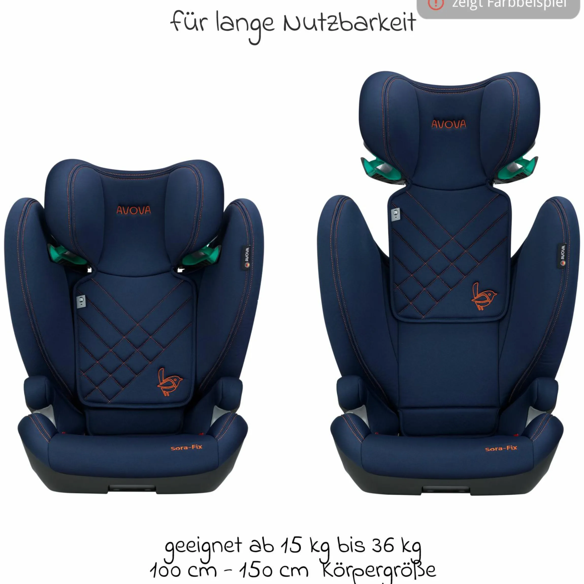 Kindersitz Sora-Fix i-Size ab 3,5 Jahre - 12 Jahre (100 cm - 150 cm) mit Isofix nur 5,5 kg - Lime Green