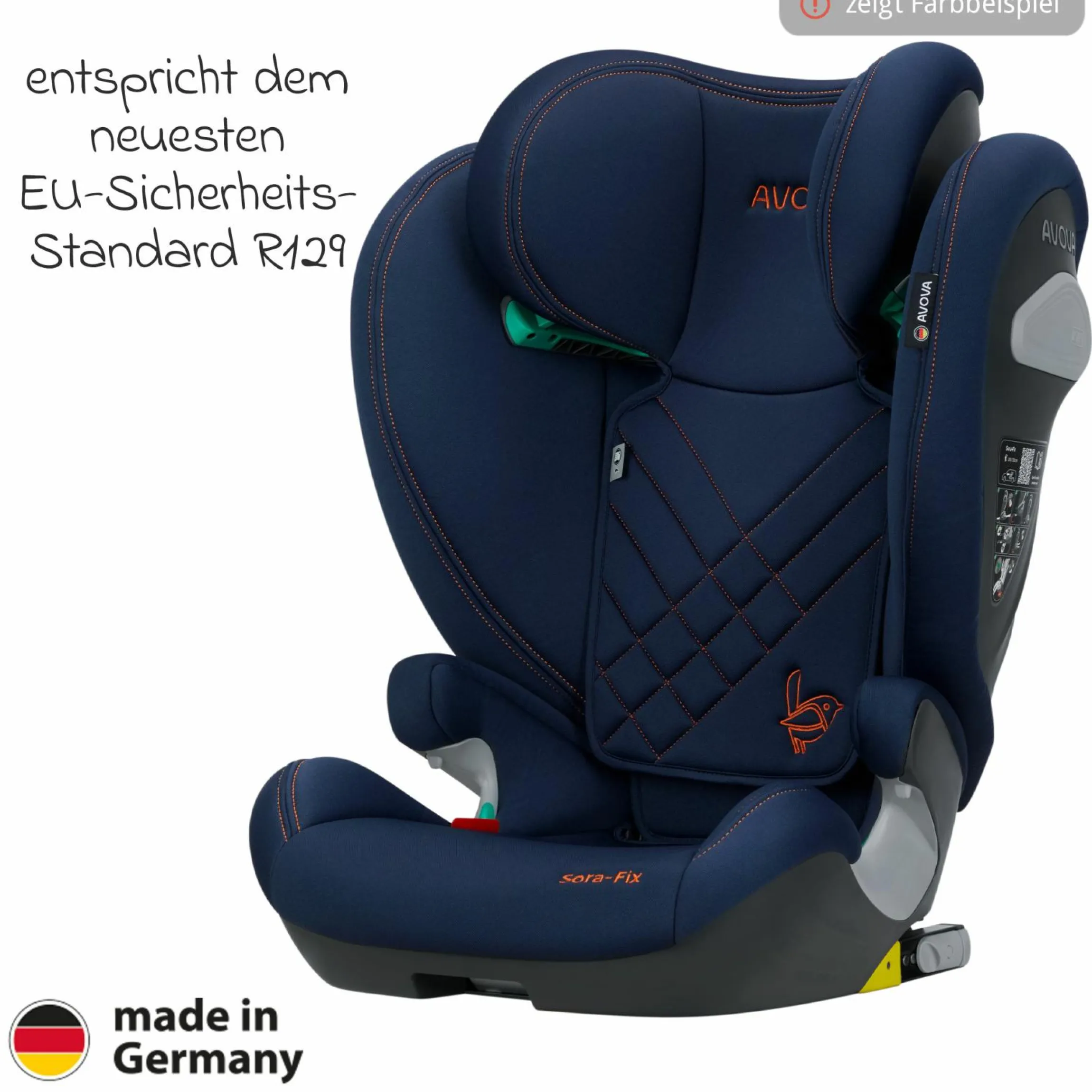 Kindersitz Sora-Fix i-Size ab 3,5 Jahre - 12 Jahre (100 cm - 150 cm) mit Isofix nur 5,5 kg - Lime Green
