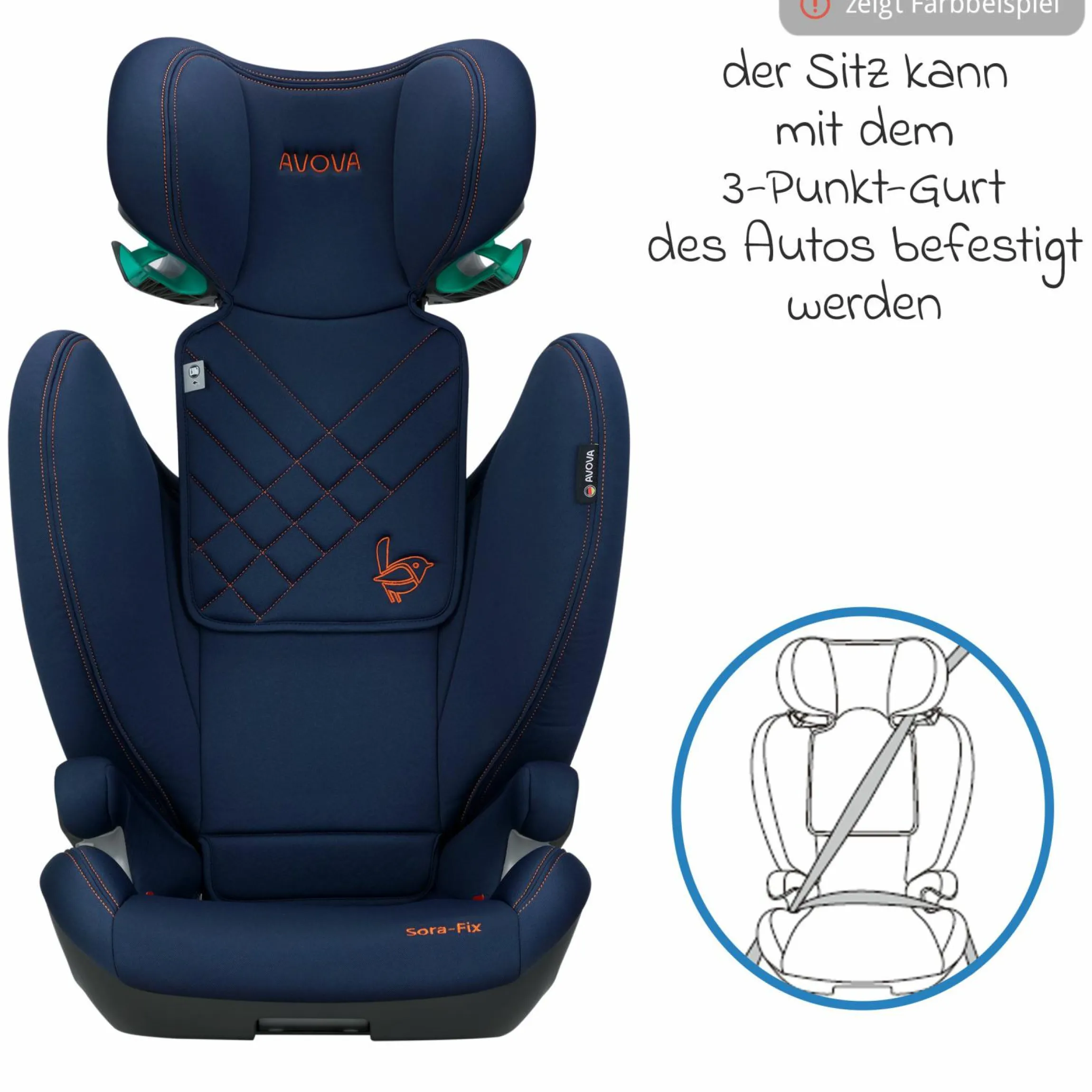 Kindersitz Sora-Fix i-Size ab 3,5 Jahre - 12 Jahre (100 cm - 150 cm) mit Isofix nur 5,5 kg - Lime Green