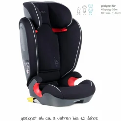 Kindersitz Star-Fix i-Size 100 cm - 150 cm / 3 Jahre bis 12 Jahre mit Isofix - Pearl Black - Kollektion 2025