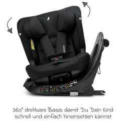 Kindersitz Taos 360 midi 15 Monate - 12 Jahre (76 cm - 150 cm) drehbar inkl. Isofix-Basis & Toptether - Black - Kollektion 2025