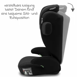 Kindersitz Volpo SP ab 3 Jahre - 12 Jahre (100 cm - 150 cm) Befestigung mit Fahrzeuggurt - Black - Kollektion 2025