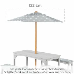Kindersitzgruppe mit Sitzauflagen und Sonnenschirm - Little Stars - Grau
