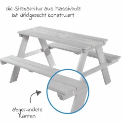 Kindersitzgruppe Picknick for 4 Deluxe inkl. Sonnenschirm - Grau