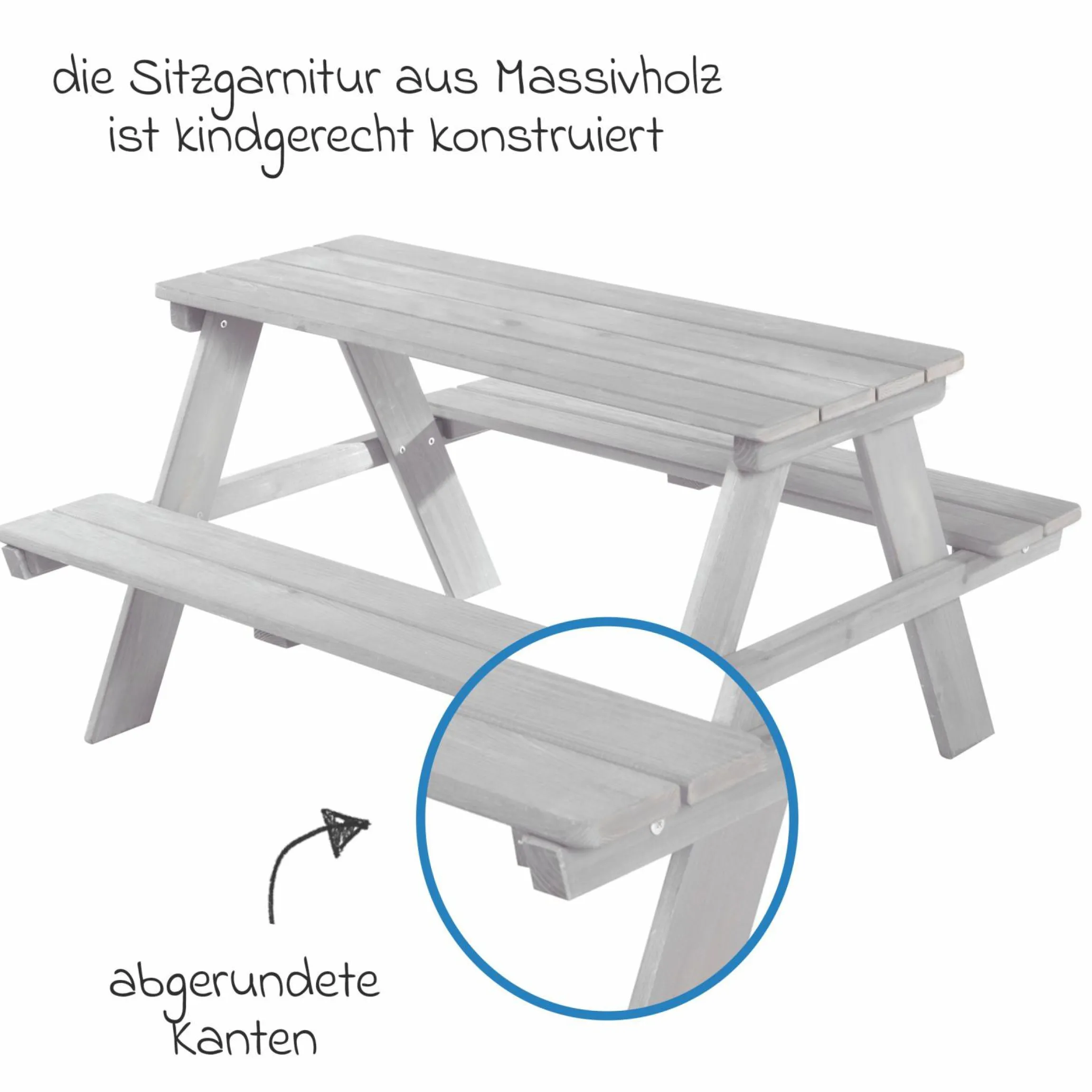 Kindersitzgruppe Picknick for 4 Deluxe inkl. Sonnenschirm - Grau
