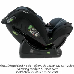 Kindersitz-Reboarder Huddle 2 i-Size ab Geburt -12 Jahre (40 cm - 150 cm) Befestigung mit Fahrzeuggurt - Nero - Kollektion 2025