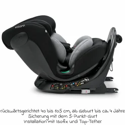 Kindersitz-Reboarder Taos 360 ab Geburt - 12 Jahre (40 cm - 150 cm) drehbar inkl. Isofix-Basis & Top-Tether - Grey Melange - Kollektion 2025