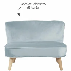 Kindersofa gepolster, mit Samtstoff bezogen - Lil Sofa - Hellblau Sky
