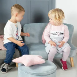 Kindersofa gepolster, mit Samtstoff bezogen - Lil Sofa - Hellblau Sky