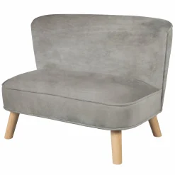 Kindersofa gepolster, mit Samtstoff bezogen - Lil Sofa - Silbergrau