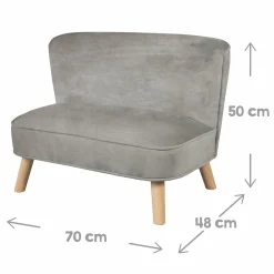 Kindersofa gepolster, mit Samtstoff bezogen - Lil Sofa - Silbergrau