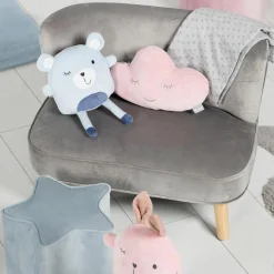 Kindersofa gepolster, mit Samtstoff bezogen - Lil Sofa - Silbergrau