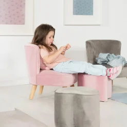 Kindersofa gepolster, mit Samtstoff bezogen - Lil Sofa - Rosa Mauve
