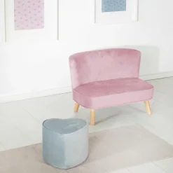 Kindersofa gepolster, mit Samtstoff bezogen - Lil Sofa - Rosa Mauve