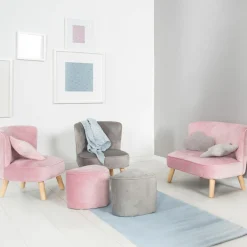 Kindersofa gepolster, mit Samtstoff bezogen - Lil Sofa - Rosa Mauve