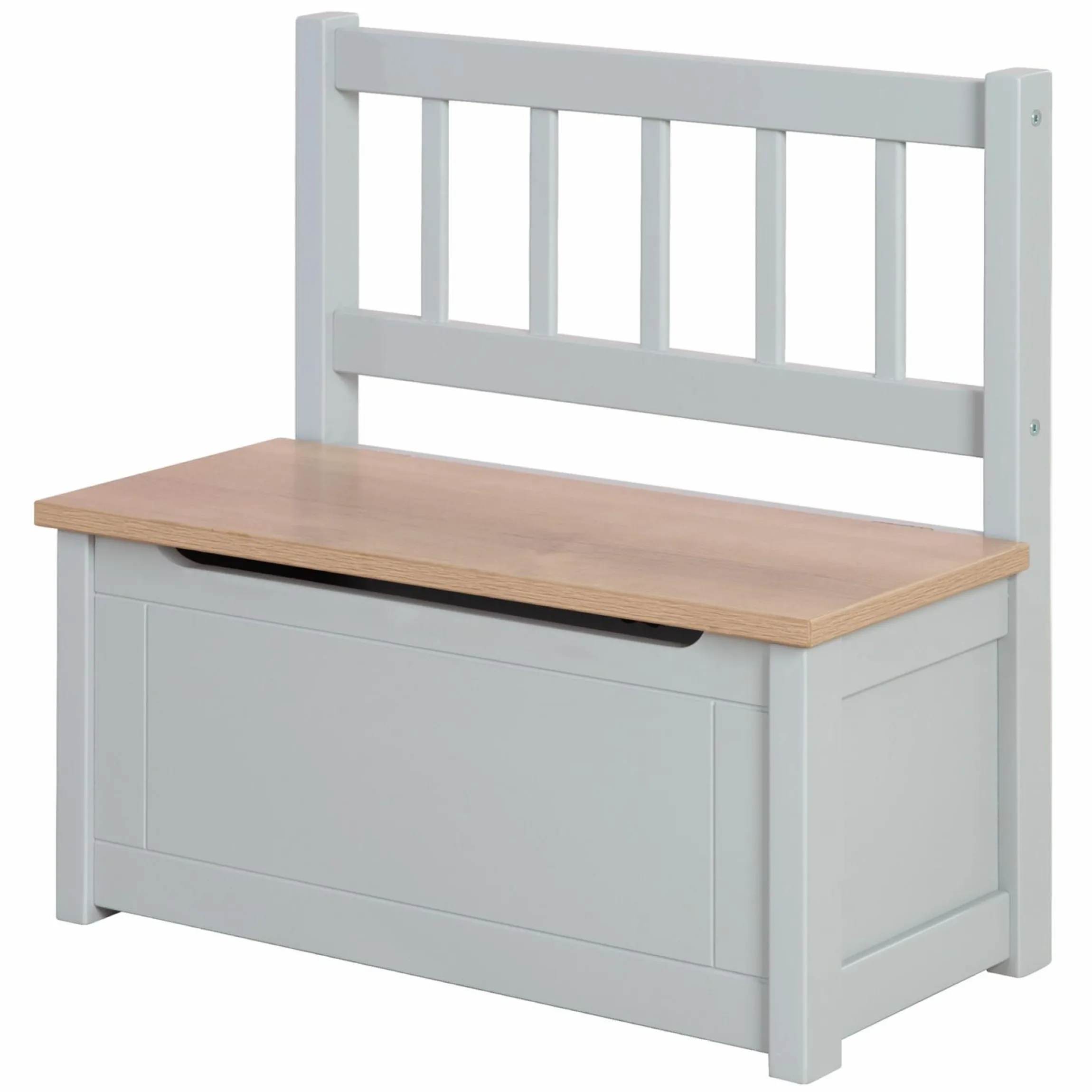 Kindertruhenbank mit aufklappbarer Sitzfläche und Dämpfungsbeschlag - Woody - Natur Taupe
