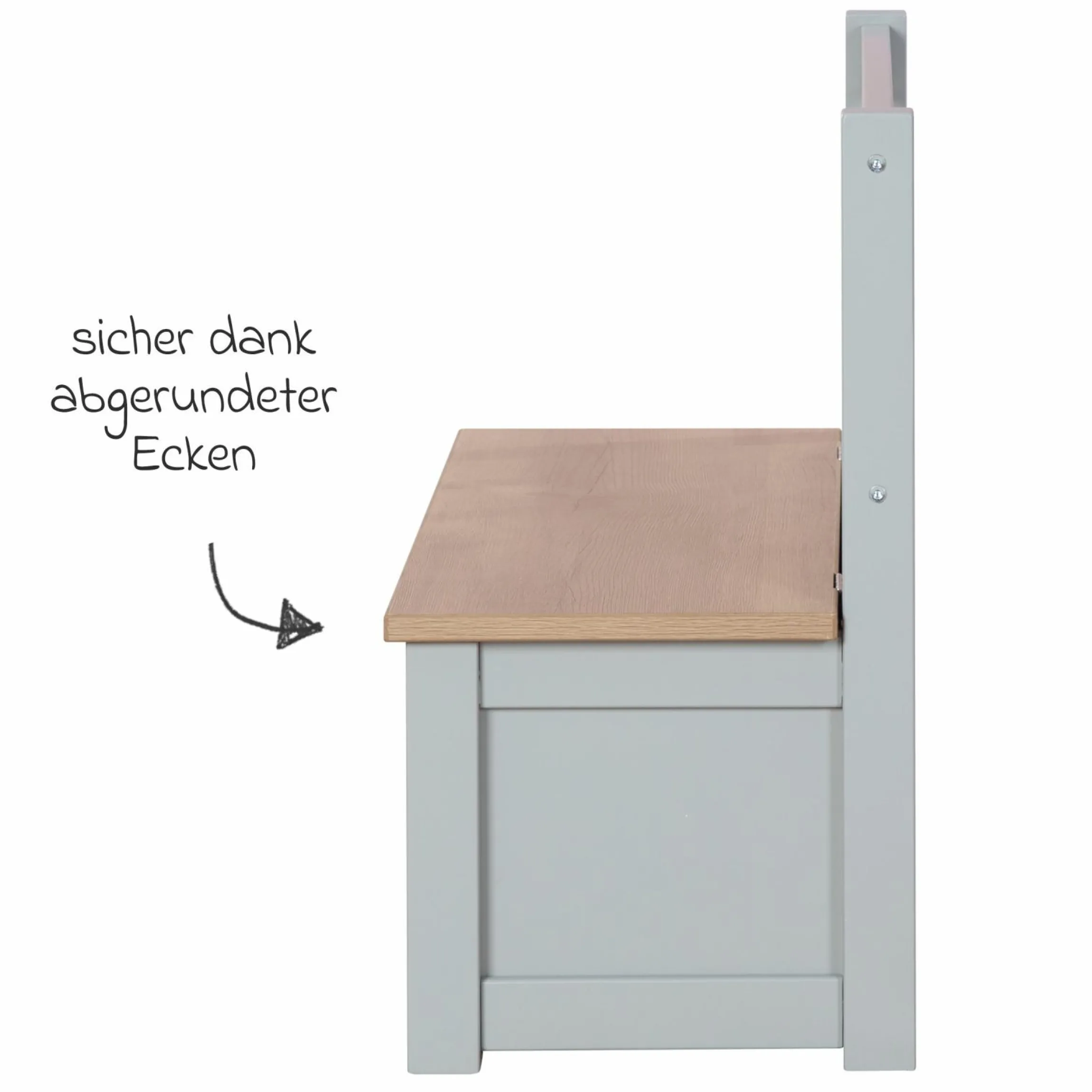 Kindertruhenbank mit aufklappbarer Sitzfläche und Dämpfungsbeschlag - Woody - Natur Taupe