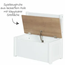 Kindertruhenbank mit aufklappbarer Sitzfläche und Dämpfungsbeschlag - Woody - Natur Weiß