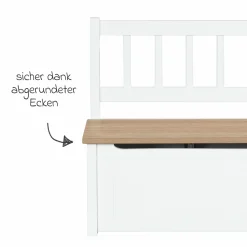 Kindertruhenbank mit aufklappbarer Sitzfläche und Dämpfungsbeschlag - Woody - Natur Weiß