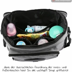 Kinderwagen-Organizer BO 300 mit Schultergurt & Wickelunterlage - Grey
