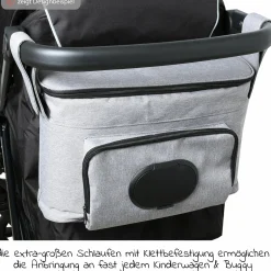 Kinderwagen-Organizer BO 300 mit Schultergurt & Wickelunterlage - Grey