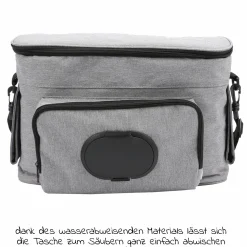Kinderwagen-Organizer BO 300 mit Schultergurt & Wickelunterlage - Grey