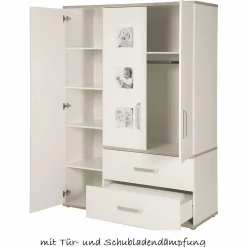 Kinderzimmer Moritz Baby mit 3-türigem Schrank, Bett, breiter Wickelkommode