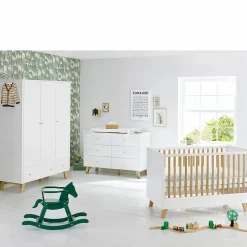 Kinderzimmer Pan mit 3-türigem Schrank, Bett, extrabreiter Wickelkommode