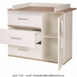 Kinderzimmer Pia mit 3-türigem Schrank, Bett,  breiter Wickelkommode