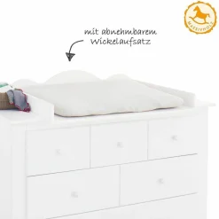 Kinderzimmer Pino mit 2-türigem Schrank, Bett, breiter Wickelkommode - Kiefer massiv