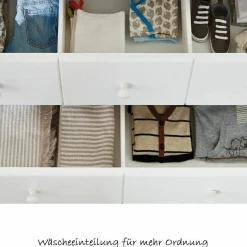 Kinderzimmer Pino mit 2-türigem Schrank, Bett, breiter Wickelkommode - Kiefer massiv