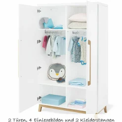 Kinderzimmer Riva mit 2-türigem Schrank, Bett, breiter Wickelkommode
