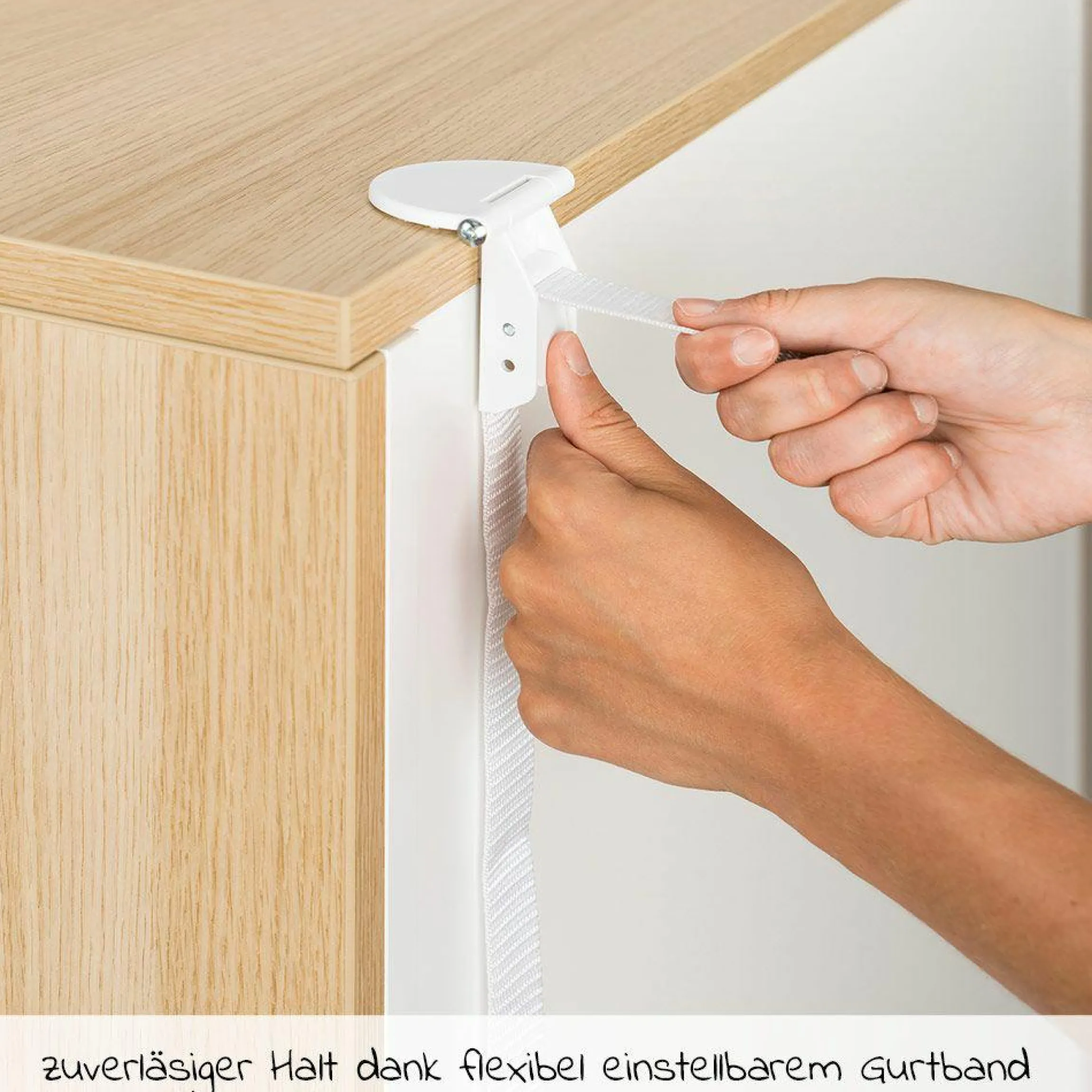 Kippsicherung für Möbel - 2 Bänder - Weiß