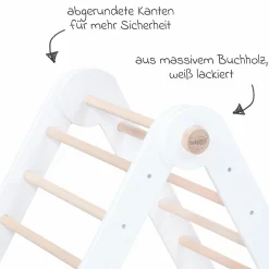 Kletterdreieck Littlefoot montiert, werkzeuglos verstellbar, klappbar aus Buchenholz - Weiß lackiert