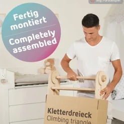 Kletterdreieck Littlefoot montiert, werkzeuglos verstellbar, klappbar aus Buchenholz - Weiß lackiert