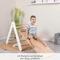 Kletterdreieck Littlefoot montiert, werkzeuglos verstellbar, klappbar aus Buchenholz - Weiß lackiert