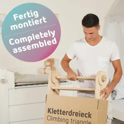 Kletterdreieck Littlefoot montiert, werkzeuglos verstellbar, klappbar aus Buchenholz - Natur lackiert