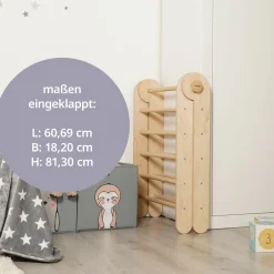 Kletterdreieck Littlefoot montiert, werkzeuglos verstellbar, klappbar aus Buchenholz - Natur lackiert